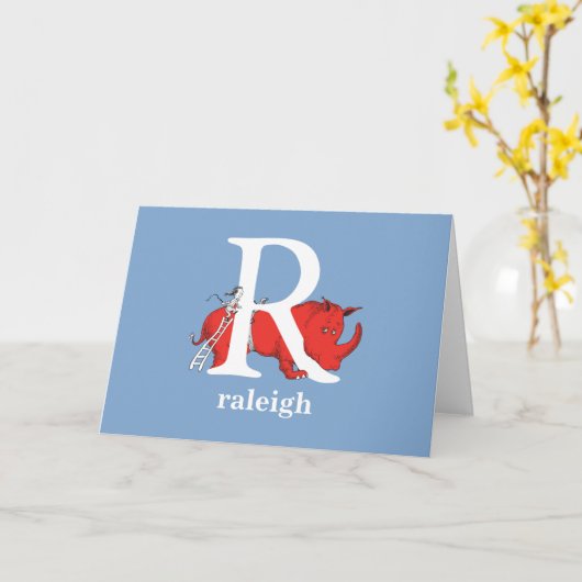 Dr. Seuss's ABC: Letter R - Wit | Voeg uw naam toe Kaart (Gele Bloem)