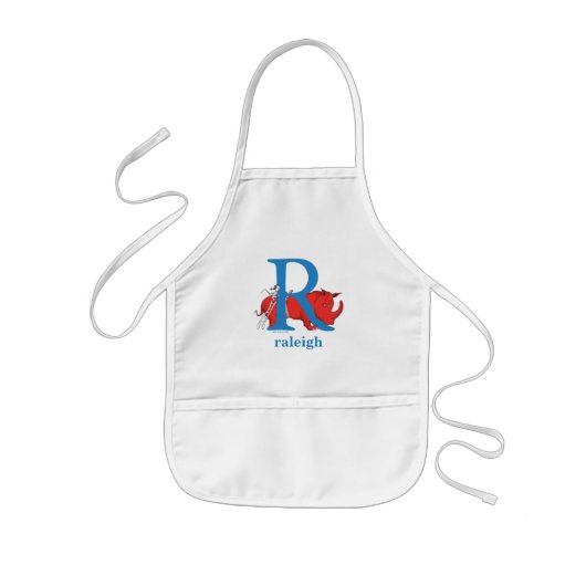 Dr. Seuss's ABC: Letter R - Wit | Voeg uw naam toe Kinder Schort (Voorkant)