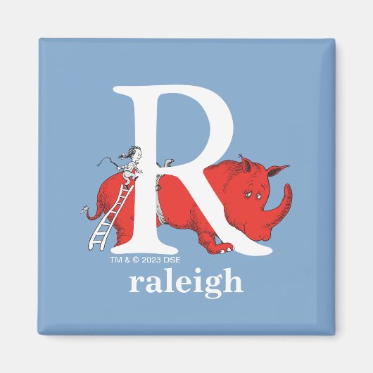 Dr. Seuss's ABC: Letter R - Wit | Voeg uw naam toe Magneet (Voorkant)