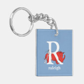 Dr. Seuss's ABC: Letter R - Wit | Voeg uw naam toe Sleutelhanger (Voorkant Links)