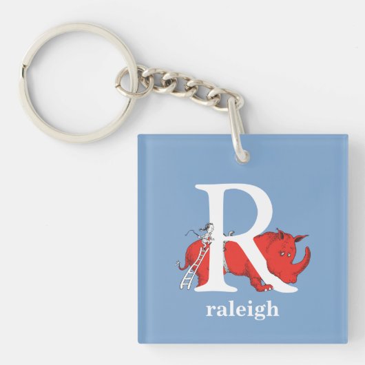 Dr. Seuss's ABC: Letter R - Wit | Voeg uw naam toe Sleutelhanger (Voorkant)