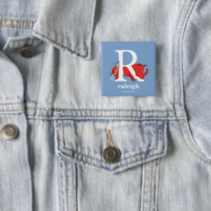 Dr. Seuss's ABC: Letter R - Wit Voeg uw naam toe Vierkante Button 5,1 Cm