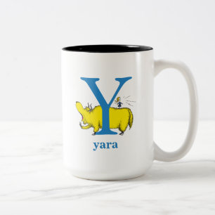 Dr. Seuss's ABC: Letter Y - Blauw Voeg je naam t Tweekleurige Koffiemok