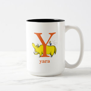 Dr. Seuss's ABC: Letter Y - Oranje Voeg je naam Tweekleurige Koffiemok