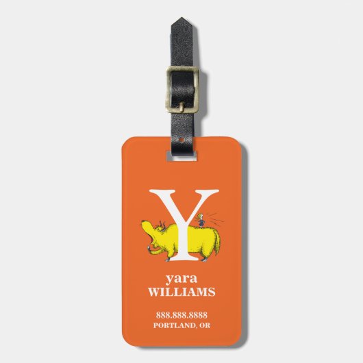 Dr. Seuss's ABC: Letter Y - Wit | Voeg uw naam toe Bagagelabel (Voorkant verticaal)