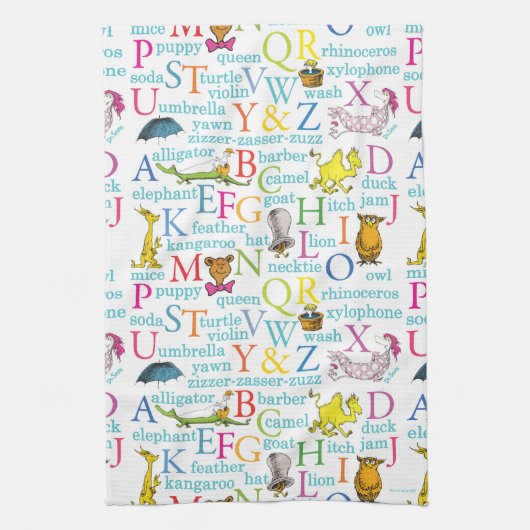 Dr. Seuss's ABC-patroon met woorden Theedoek (Verticaal)