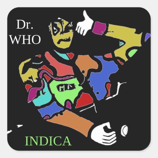DR WHO INDICA VIERKANTE STICKER (Voorkant)