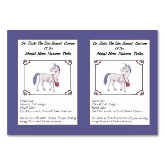 Dr. Zinko, de zinkhoornachtige eenhoorn trading Ka Kaart (Voorkant)