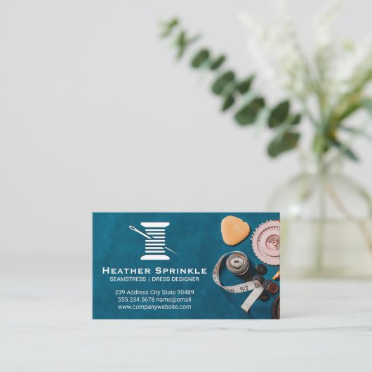 Draad en naald | Ambachtswinkel Visitekaartje (Staand voorkant)
