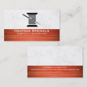 Draad en naald | | Marmer | Leer gestikt Visitekaartje (Voorkant / Achterkant)