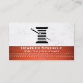 Draad en naald | | Marmer | Leer gestikt Visitekaartje (Voorkant)