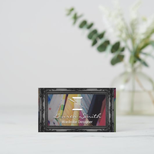 Draad- en naaldkasten | Zwart Fancy Lijst Visitekaartje (Staand voorkant)