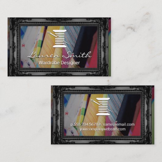 Draad- en naaldkasten | Zwart Fancy Lijst Visitekaartje (Voorkant / Achterkant)