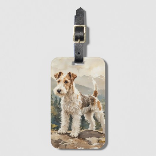 Draad Fox Terrier Bagagelabel (Voorkant (verticaal))