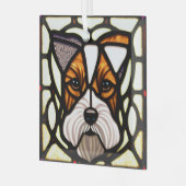 Draad Fox Terrier "Glas in lood" Glas Ornament (Voorkant links)