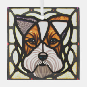 Draad Fox Terrier "Glas in lood" Glas Ornament