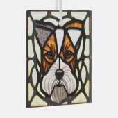 Draad Fox Terrier "Glas in lood" Glas Ornament (Voorkant Rechts)