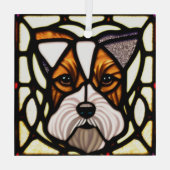 Draad Fox Terrier "Glas in lood" Glas Ornament (Achterkant)