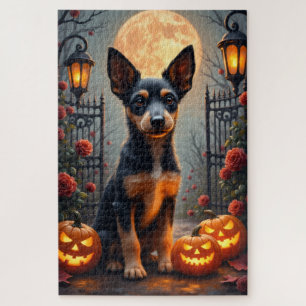 Draad Fox Terrier gotische Halloween-portretkunst Legpuzzel