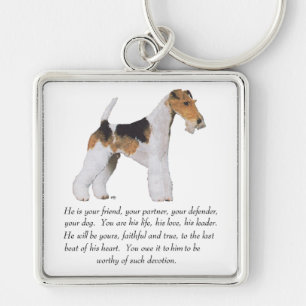 Draad Fox Terrier Herinnering / Widmung MAN Sleutelhanger