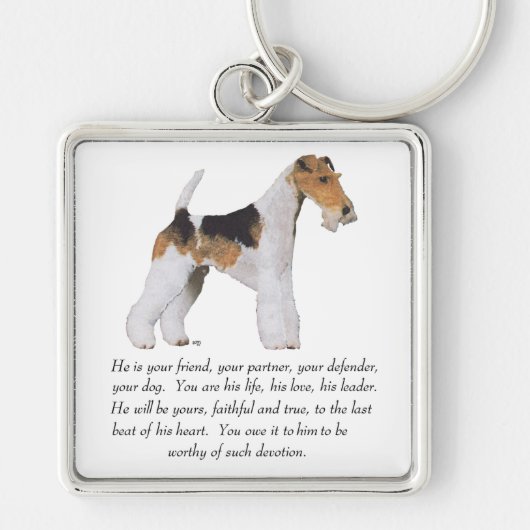 Draad Fox Terrier Herinnering / Widmung MAN Sleutelhanger (Voorkant)