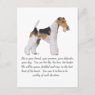 Draad Fox Terrier Herinnering / Widmung MANNETJE Briefkaart