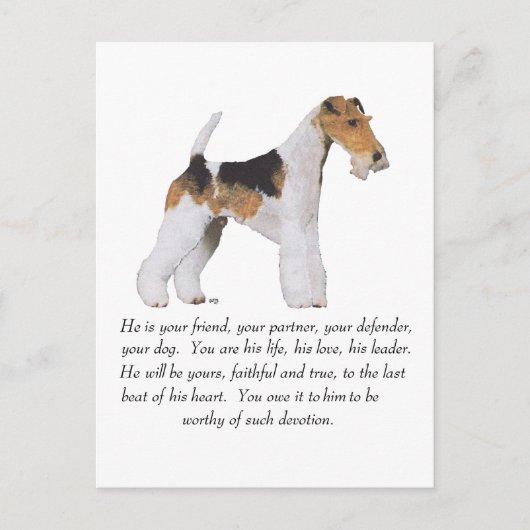 Draad Fox Terrier Herinnering / Widmung MANNETJE Briefkaart (Voorkant)