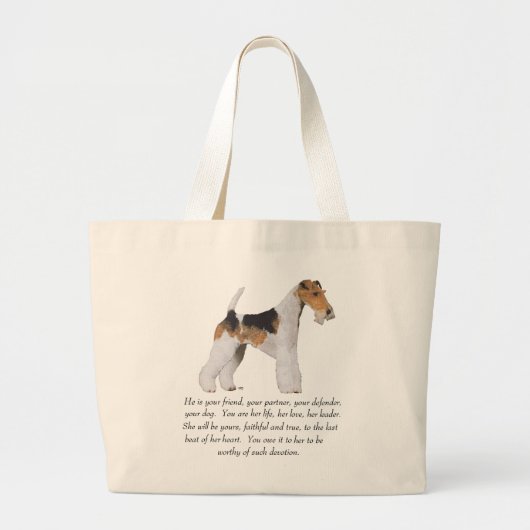 Draad Fox Terrier Herinnering / Widmung MANNETJE Grote Tote Bag (Voorkant)