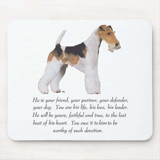 Draad Fox Terrier Herinnering / Widmung MANNETJE Muismat (Voorkant)