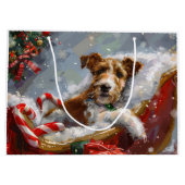 Draad Fox Terrier Hond Kerst Feestelijk Groot Cadeauzakje (Achterkant)