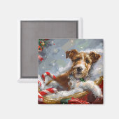 Draad Fox Terrier Hond Kerst Feestelijk Magneet (Voorkant / Achterkant)