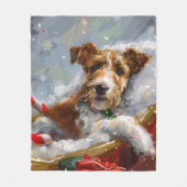 Draad Fox Terrier Hond Kerst Misviering Fleece Deken (Voorkant)