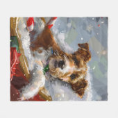 Draad Fox Terrier Hond Kerst Misviering Fleece Deken (Voorkant (Horizontaal))