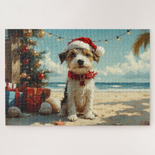 Draad Fox Terrier Hond Kerstmis Vintage Strand Legpuzzel