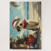 Draad Fox Terrier Hond Kerstmis Vintage Strand Legpuzzel (Verticaal)