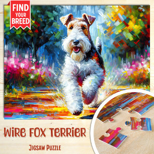 Draad Fox Terrier Hondenportret Acryl Kunstprint Legpuzzel