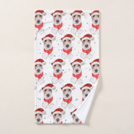 Draad Fox Terrier Hondenras Kerststerren Handdoek
