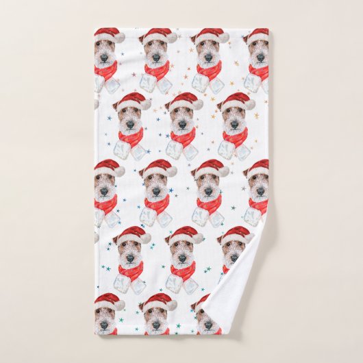 Draad Fox Terrier Hondenras Kerststerren Handdoek (Handdoek)