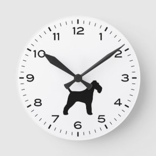 Draad Fox Terrier hondenras silhouet Ronde Klok