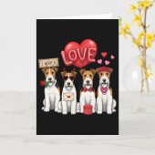 Draad Fox Terrier Ik blaf je Bow Sungles Hart Vale Kaart (Gele Bloem)