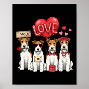 Draad Fox Terrier Ik blaf je toe Gebogen Hart Vale Poster
