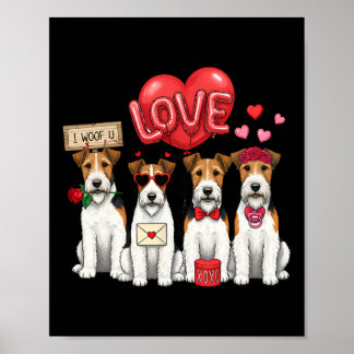 Draad Fox Terrier Ik blaf je toe Gebogen Hart Vale Poster