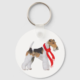 Draad Fox Terrier in een sjaal Sleutelhanger