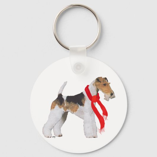 Draad Fox Terrier in een sjaal Sleutelhanger (Voorkant)