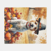 Draad Fox Terrier in herfstbladeren Thanksgiving K Fleece Deken (Voorkant (Horizontaal))