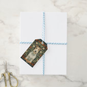 Draad Fox Terrier in William Morris bloemstijl Cadeaulabel (Met Touw)