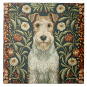Draad Fox Terrier in William Morris bloemstijl Tegeltje (Voorkant)