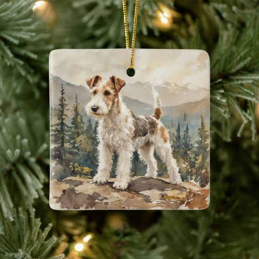 Draad Fox Terrier Keramisch Ornament (Boom)