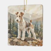 Draad Fox Terrier Keramisch Ornament (Links)