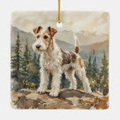 Draad Fox Terrier Keramisch Ornament (Achterkant)